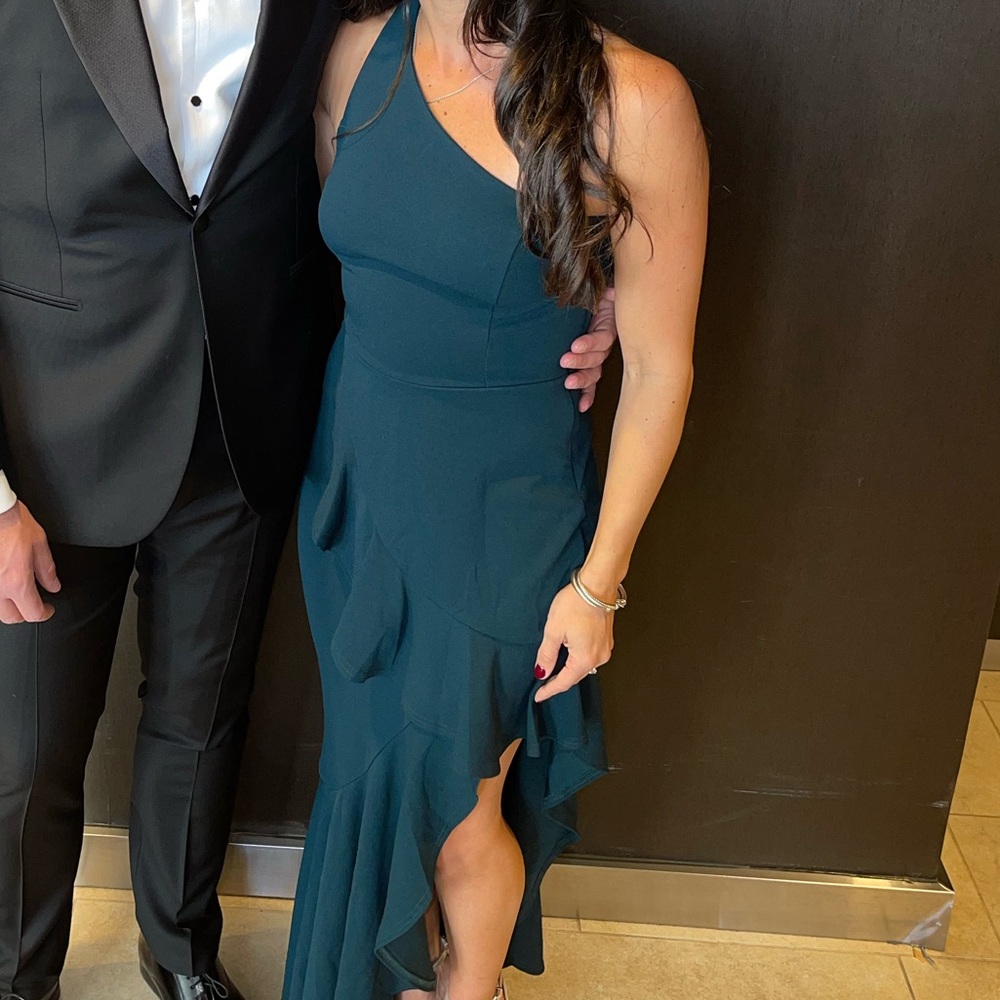 Elegant Teal Asymmetrical Dress